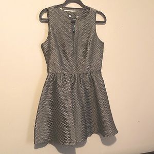 Metallic silver quilted light Skater Dress (NWT)